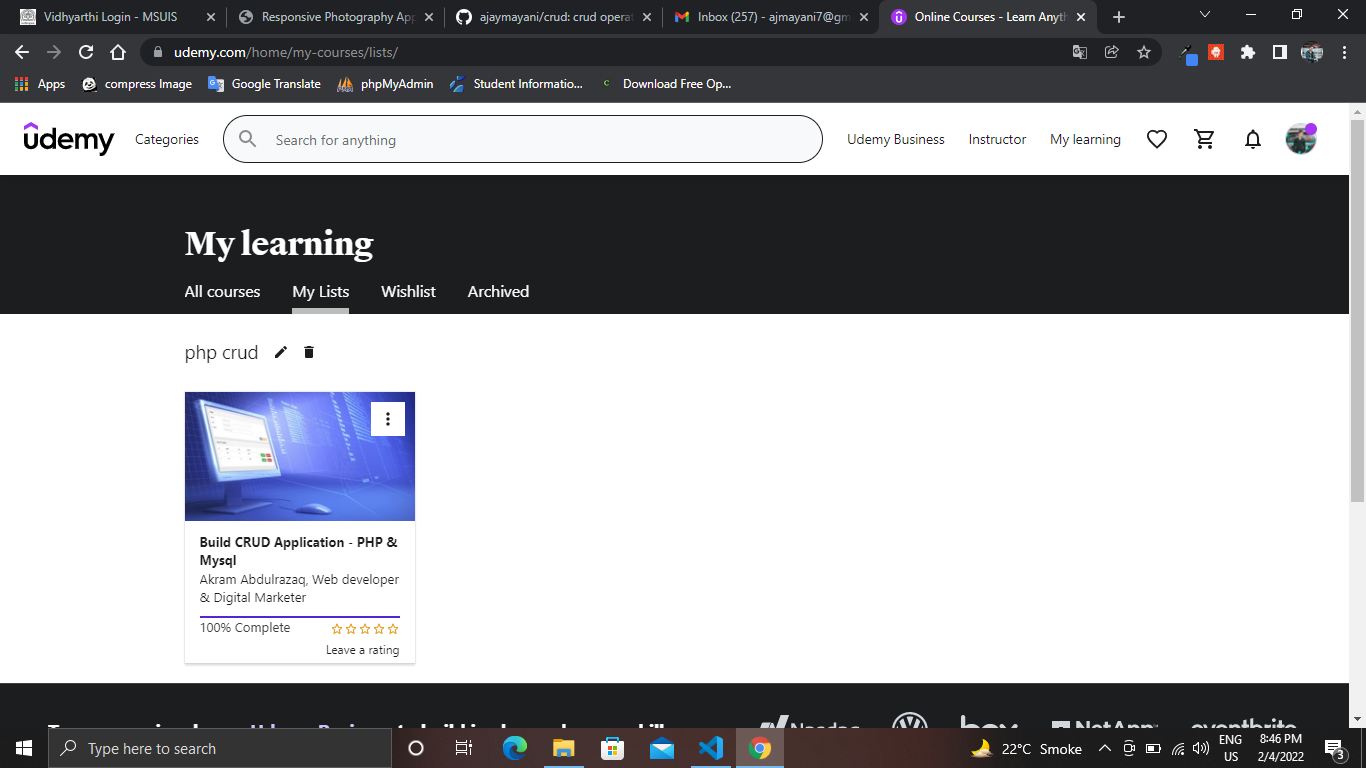completed an intensive course in java, c++, andphp on... Ajay Mayani